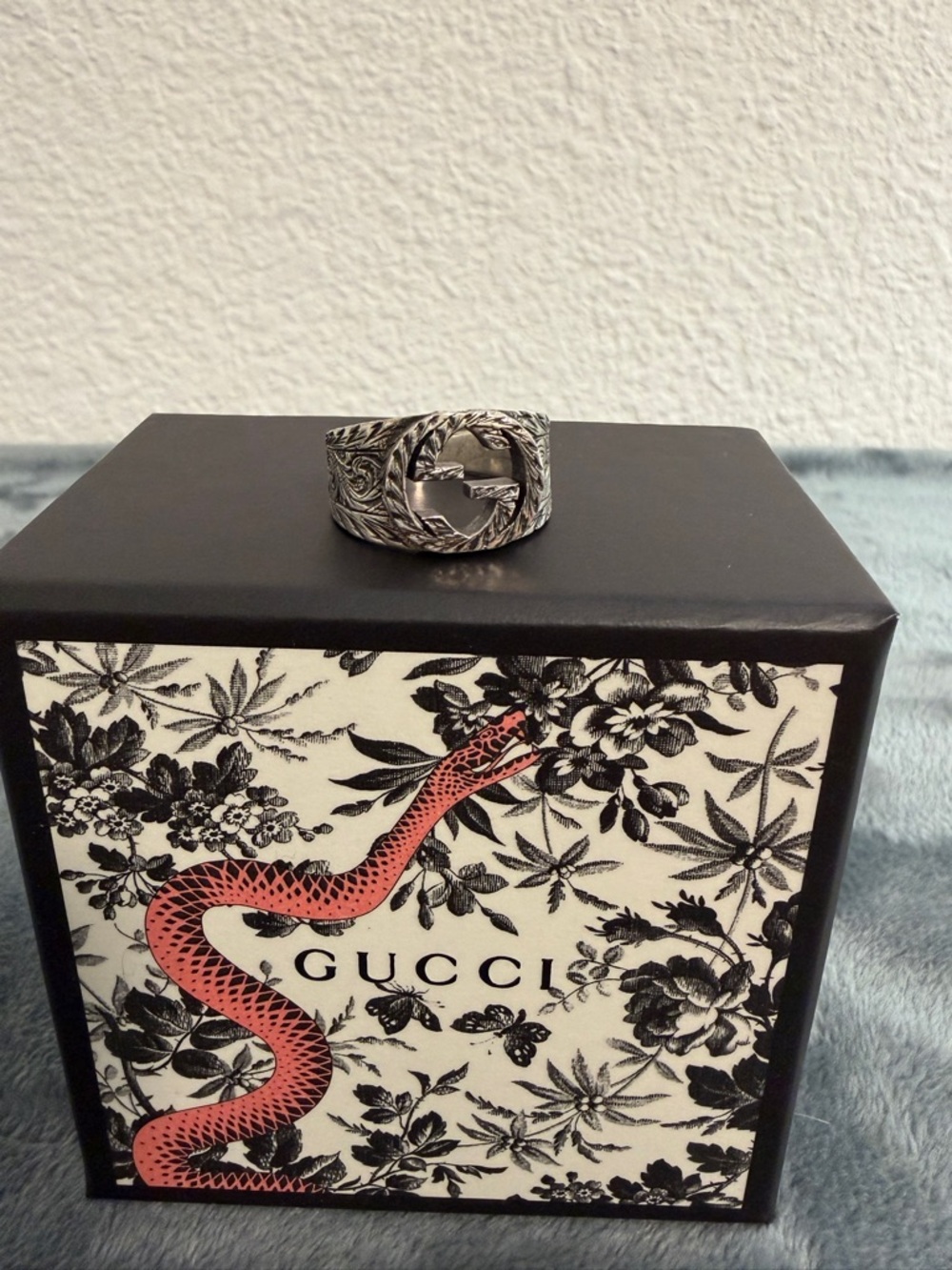 Brand New Gucci Interlocking G Arabesque Silver 925 Ring Sz 24 (US 10.75) - Picture 4 of 9